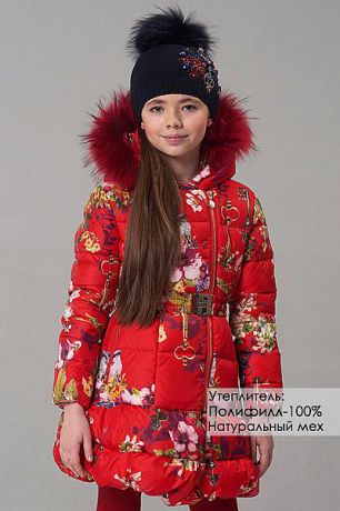 Noble People Пальто для девочки 28607-271PL FUR красный Noble People