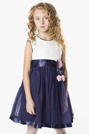 Noble People Платье "Синий пояс и розовые цветы" для девочки 28626-289 разноцветный Noble People