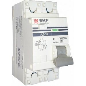 Автоматический выключатель дифференциального тока 1п+n c 40a 30ma тип ac ад-32 ekf proxima da32-40-30-pro 303881