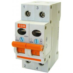 Выключатель нагрузки мини-рубильник tdm вн-32 2p 20a sq0211-0012