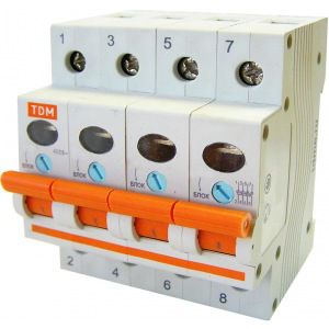 Выключатель нагрузки мини-рубильник tdm вн-32 4p 80a sq0211-0038