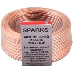Акустический кабель 2х0,75мм2 прозрачный, 25м sparks sp2075-25