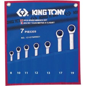 Набор комбинированных трещоточных ключей 8-19мм 7шт king tony 12107mrn01