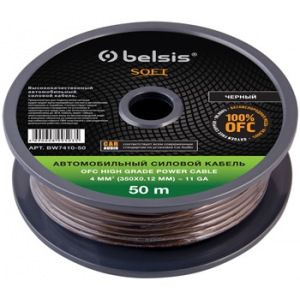 Автомобильный силовой кабель 4мм2, 12 ga, черный belsis bw7410-50 soft