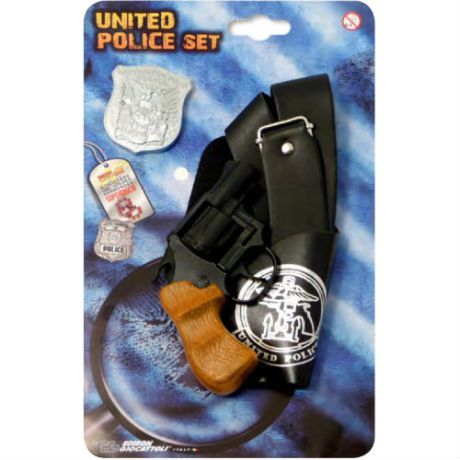 Набор полицейского с пистолетом, кобурой, 
ремнем, значком и жетоном Polizei United Police-Set, 
блист