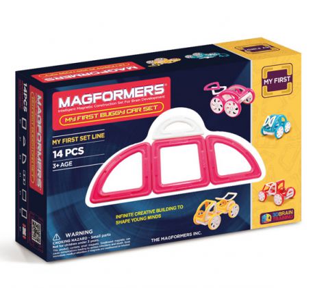 Магнитный конструктор MAGFORMERS 63147 My First Buggy, 
розовый