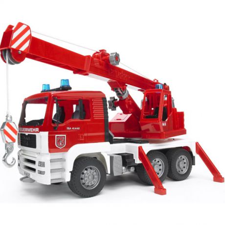 Пожарная машина автокран MAN с модулем со 
световыми и звуковыми эффектами, BRUDER