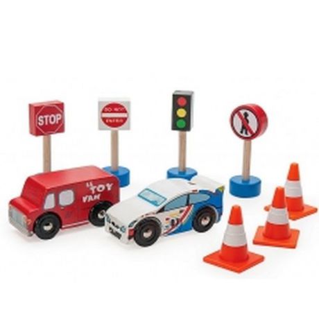 Набор "Дорожные знаки с машинками", Le Toy 
Van