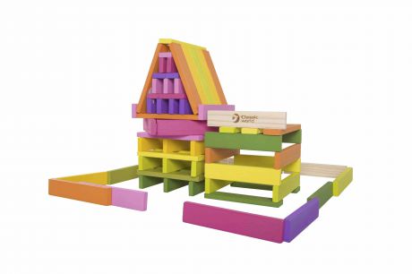 Большой деревянный конструктор "Цветные 
планки", 100 дет. , Classic World