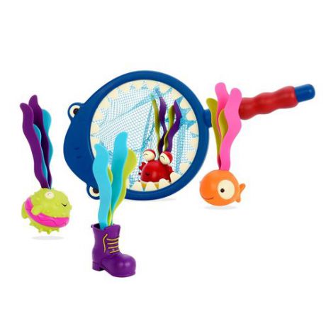 Набор игрушек для ванной "Акула" (сачок, 
4 игрушки), B. Summer