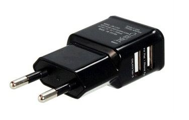 Зарядное устройство/адаптер питания USB от эл.сети Orient PU-2402, два выхода USB, 5В / 2.1A, черный