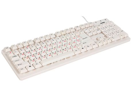 Клавиатура SVEN Standard 301 USB белая, 104 клавиши, влагоустойчивая конструкция,  красная кириллица, классич. раскладка, цветная коробка