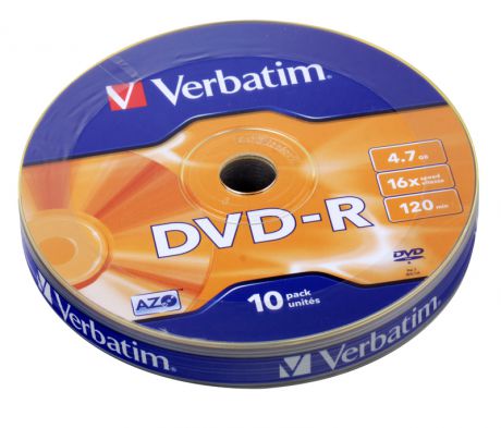 DVD-R Verbatim 4.7Gb 10шт Cake Box Shrink