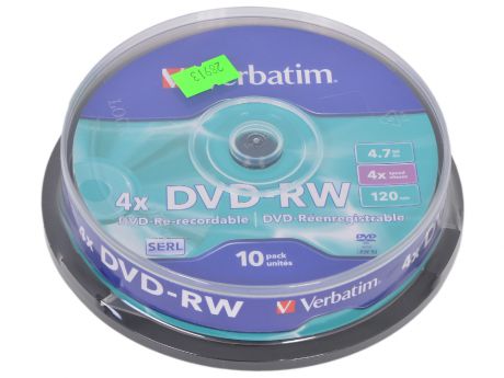 DVD-RW Verbatim 4.7Gb 4x 10шт Cake Box