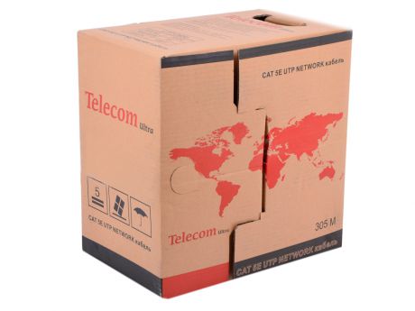 Сетевой кабель бухта 305м UTP 5e Telecom Ultra Light TUS44040E 4 пары, одножильный, 24AWG/0.51мм, омедненный