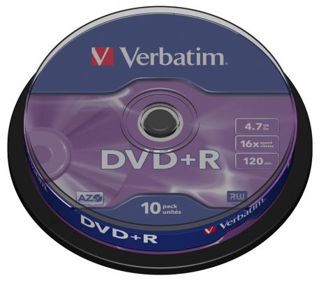 DVD+R Verbatim 4.7Gb 16x 10шт Cake Box