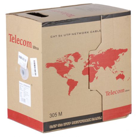 Сетевой кабель бухта 305м UTP 5e Telecom Ultra TUM34702E 4 пары, многожильный, 24AWG/0.51мм