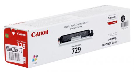 Картридж Canon 729 BK для  i-SENSYS LBP7010C и LBP7018C. Чёрный. 1200 страниц.