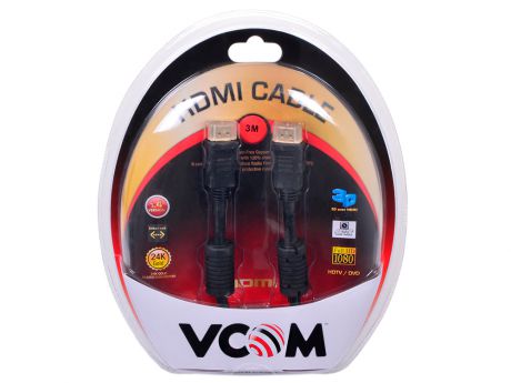 Кабель VCOM HDMI 19M/M ver:1.4-3D, 3m, позолоченные контакты, 2 фильтра (VHD6020D-3MB) Blister