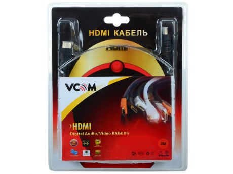 Кабель VCOM HDMI 19M/M ver:1.4-3D, 5m, позолоченные контакты, 2 фильтра (VHD6020D-5MB) Blister