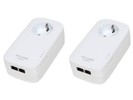 Адаптер TP-Link TL-PA7020PKIT AV1000 Комплект 2-портовых гигабитных адаптеров Powerline со встроенной розеткой