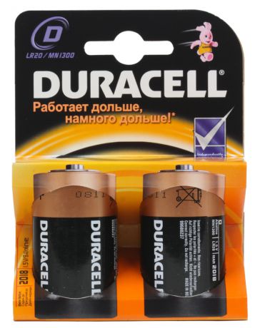 Батарейки DURACELL  LR20-2BL (20/60/3840)  Блистер  2 шт