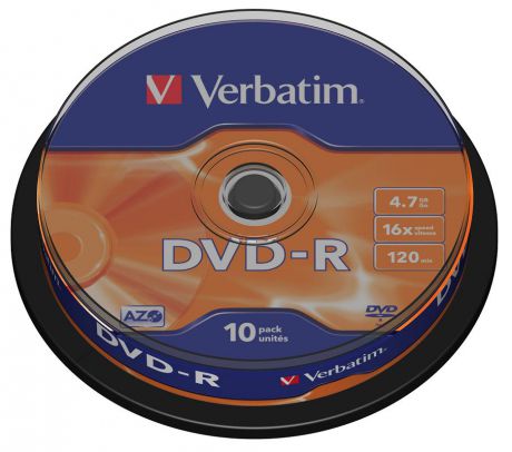 DVD-R Verbatim 4.7Gb 16х 10шт Cake Box