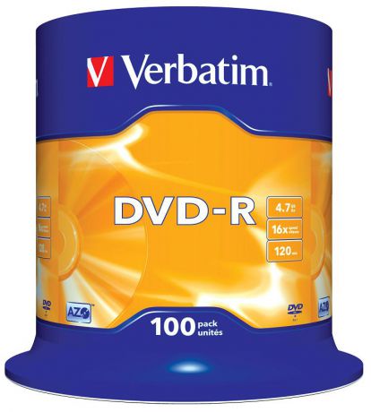 DVD-R Verbatim 4.7Gb 16х 100шт Cake Box