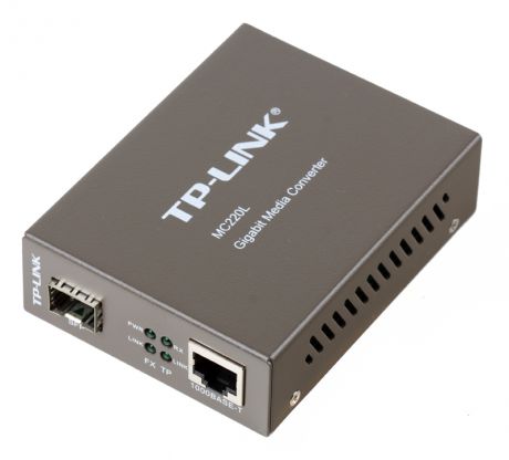 Медиаконвертер TP-LINK MC220L  1000M RJ45 to 1000M SFP slot supporting MiniGBIC modules,  switching power adapter, chassis mountable