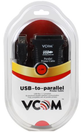 Кабель-адаптер USB AM (-) LPT (прямое подключение к LPT порту принтера) VCOM (VUS7052)