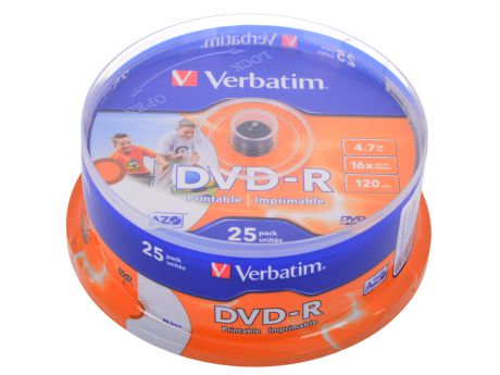 DVD-R Verbatim 4.7Gb 16х 25шт Cake Box Printable