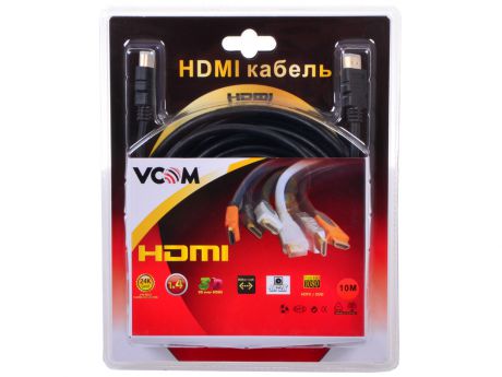Кабель VCOM HDMI 19M/M ver:1.4-3D, 10m, позолоченные контакты, 2 фильтра (VHD6020D-10MB) Blister