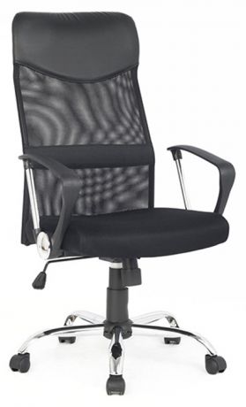 Кресло руководителя COLLEGE H-935L-2, черное ткань, сетчатый акрил, 120 кг, крестовина хромированный металл, подлокотники черный пластик. (ШxГxВ), см 70x67x113-122