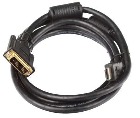 Кабель HDMI - DVI-D 19M/19M 2м Telecom 2 фильтра, с позолоченными контактами