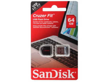 Внешний накопитель SanDisk Cruzer Fit 64GB SDCZ33-064G-B35)