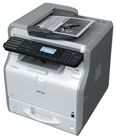 МФУ Ricoh SP 3610SF (копир-принтер-сканер-факс, SPDF, 30стр./мин., 1200x1200dpi, 512Mb, A4, LAN, USB)