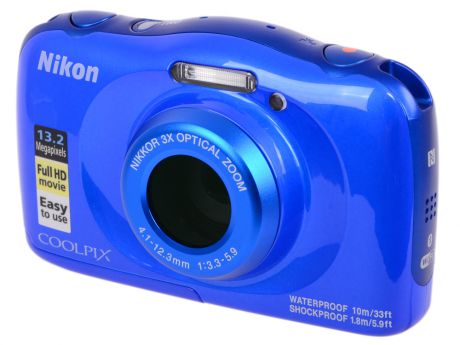 Фотоаппарат Nikon Coolpix W100 Blue Backpack KIT (13.2Mp, 3x zoom, 2.7", SDXC, Влагозащитная, Ударопрочная) (водонепроницаемый 10 метров)