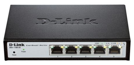Коммутатор D-Link DGS-1100-05/A1A Настраиваемый компактный коммутатор EasySmart с 5 портами 10BASE-T/100BASE-TX/1000BASE-T