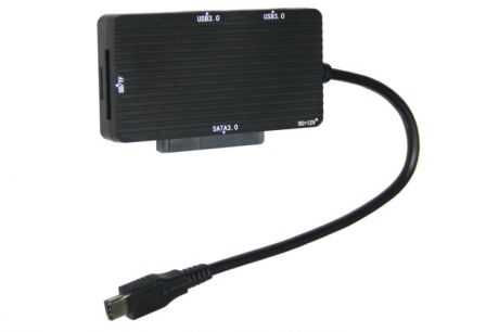 ORIENT UHD-509, Адаптер USB 3.0 to SATA 6Gb/s (ASM1153E, поддержка UASP) SSD,HDD 2.5"/3.5", встроенный картридер microSD/SD, USB3.0 HUB 2 порта, гнезд