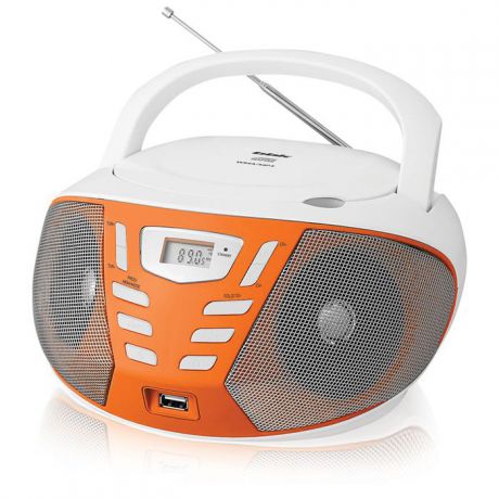 Аудиомагнитола BBK BX193U белый/оранжевый
