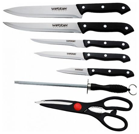 Webber Набор ножей 7предметов webber ве-2236 в блистере черная ручка