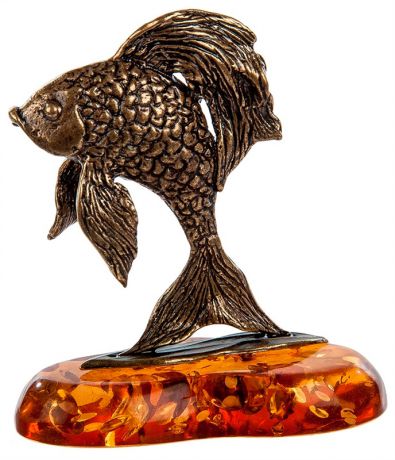 Arteast Am-324 фигурка "золотая рыбка" (латунь, янтарь)