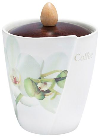 Ceramiche Viva Банка для сыпучих продуктов кофе с деревянной крышкой орхидея