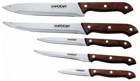 Webber Набор ножей 5предметов webber ве-2235 в блистере коричневая ручка