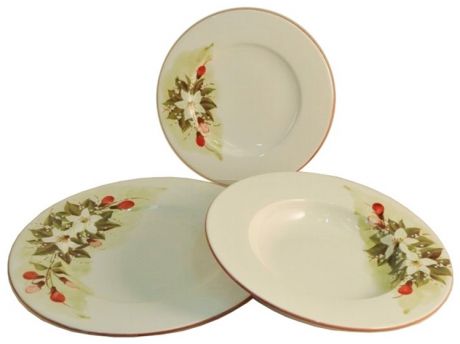 Ceramiche Fabbro Набор:2 круглые обеденные тарелки 27см цветы апельсина