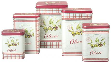 Nuova Набор:жестяная банка для сыпучих продуктов 5шт оливки