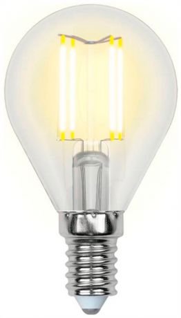 Uniel Лампа светодиодная (ul-00000197) e14 6w 3000k шар прозрачный led-g45-6w/ww/e14/cl