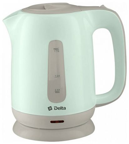 Delta Чайник электрический 1,7л delta dl-1001 зеленый с серым