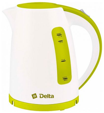 Delta Чайник электрический 1,7л delta dl-1056 белый с зеленым