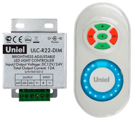 Uniel Контроллер для управления яркостью одноцветных светодиодов с пультом (05947) ulc-r22-dim white